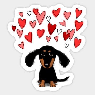 Cute Dachshund Puppy Dog with Valentine Hearts Sticker